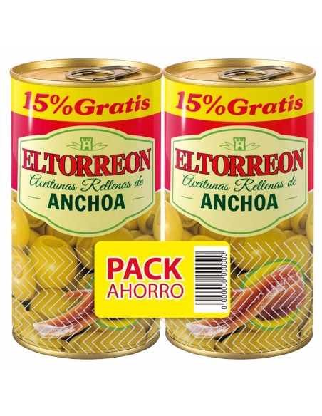 ACEITUNAS RELLENAS ANCHOA EL TORREON 300 GRS. + 15% GRATIS