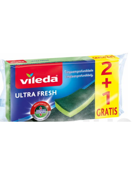 ESTROPAJO VILEDA ULTRAFRESH PK 2+1